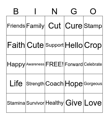 CROP for a CURE- Bingo Card
