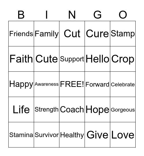 CROP for a CURE- Bingo Card