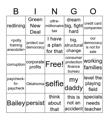 Warren Bingo Card