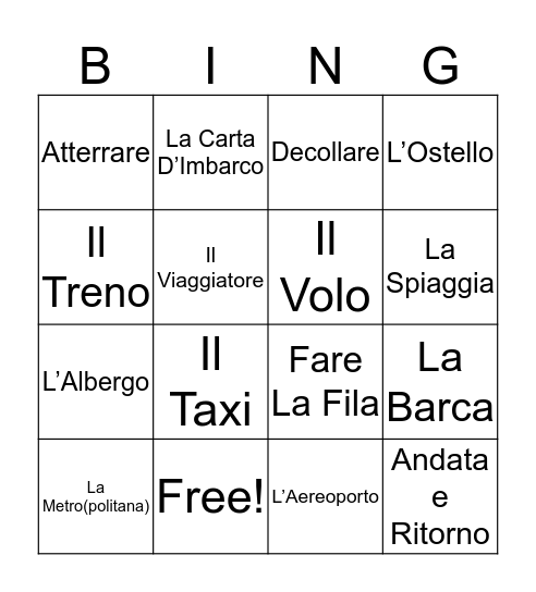 In Vacanza  Bingo Card