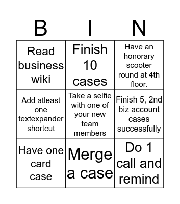 Newcomers bingo Card