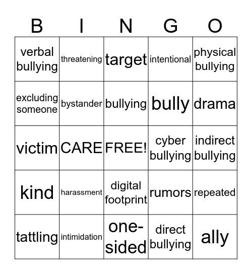 Anti-Bullying Bingo! Bingo Card
