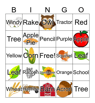 Fall Bingo Card