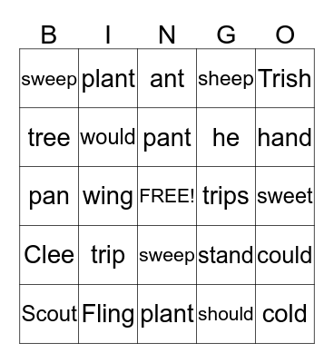 Week 2 Bingo Card