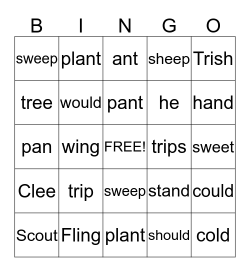 Week 2 Bingo Card