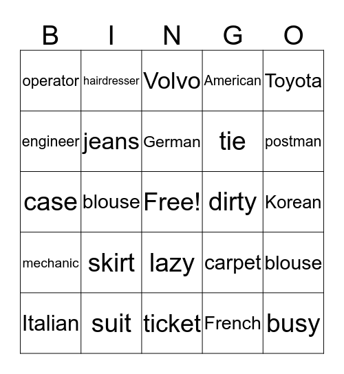 NCE Bingo Card by Jude Bingo Card