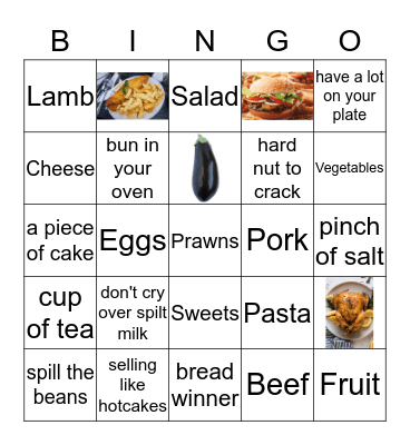 Food idioms  Bingo Card
