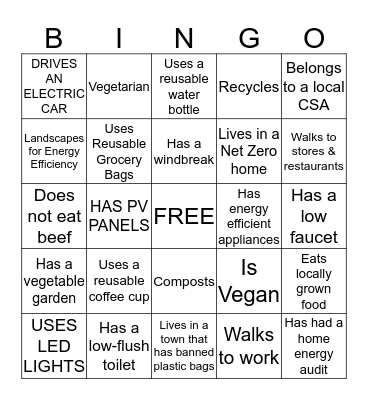 WELCOME - CLEAN ENERGY & CLIMATE CHANGE Bingo Card