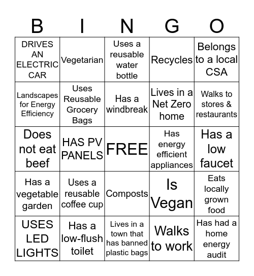 WELCOME - CLEAN ENERGY & CLIMATE CHANGE Bingo Card
