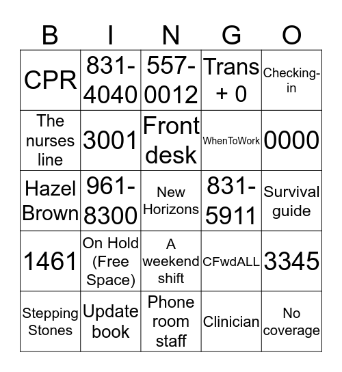 BUSINESS Bingo Card
