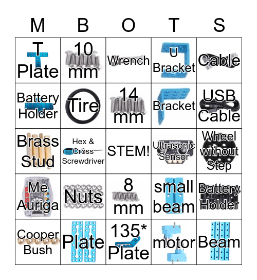 mBot Parts Bingo Card