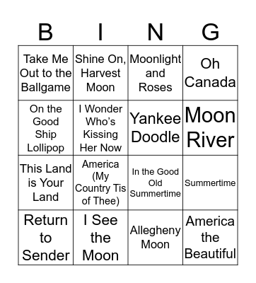 My Country 'tis of Thee - July BINGO! Bingo Card