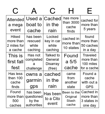 Fall Fest 2012 Bingo Card