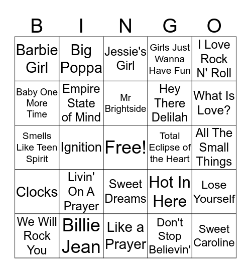 Music Bingo Card