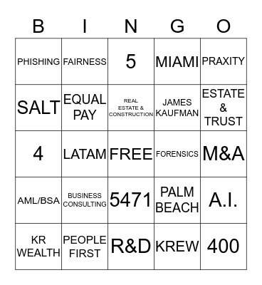 KAUFMAN ROSSIN Bingo Card