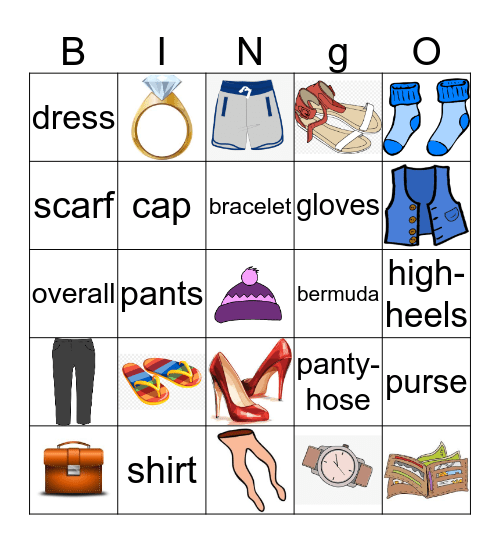CLOTHES! Bingo Card