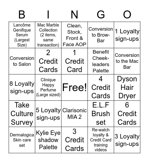 Cashwrap Bingo  Bingo Card