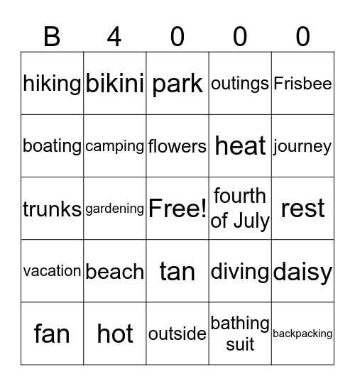 Summer Jam 2019 Bingo Card