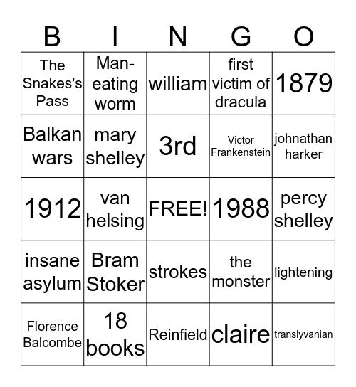 A book keepers bingo Card