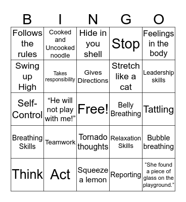 Social Skills Bingo Review Bingo Card