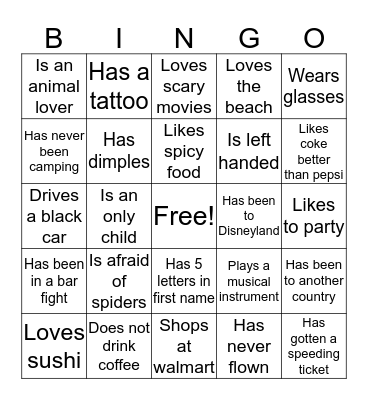 Who... Bingo Card