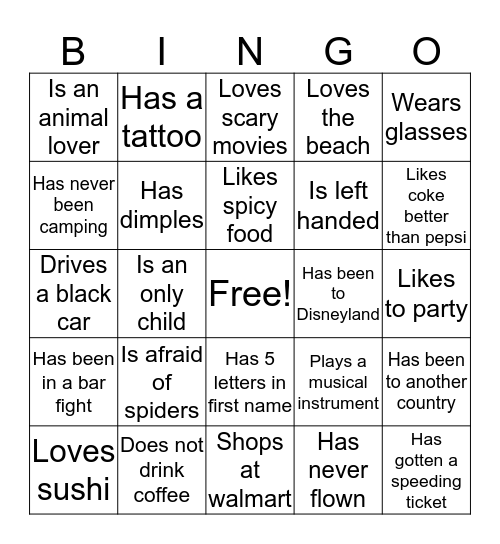 Who... Bingo Card
