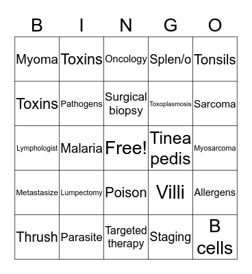 Lymphatic & Immune System Bingo Card