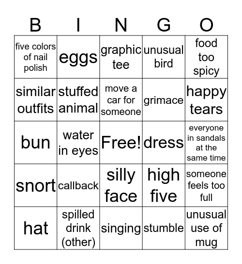 YAYA 2019 Bingo Card