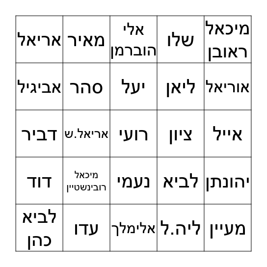 יום הולדת אושר ואורי Bingo Card