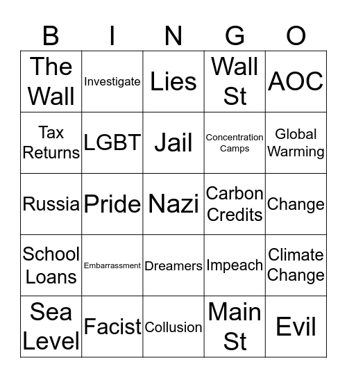 Debate Bingo Card