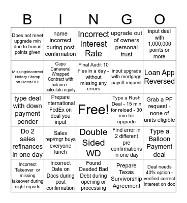 JULY CONTRACTS BINGO Card