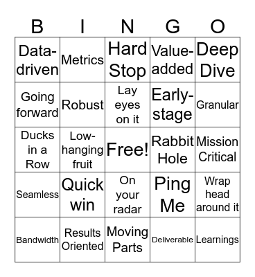 Managerisms Bingo Card