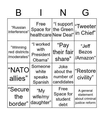 Debate Bingo Card