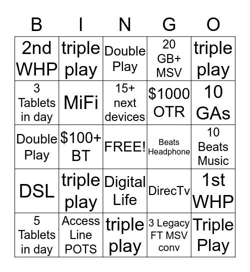 SPARTA Bingo! Bingo Card