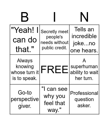 GENA B. Bingo Card