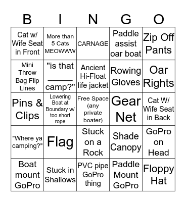 Private Boater Bingo Card