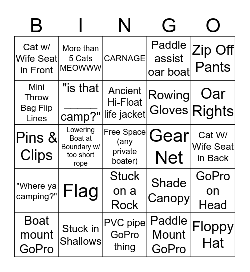 Private Boater Bingo Card