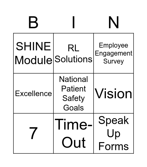 The Joint Commission  Bingo Card