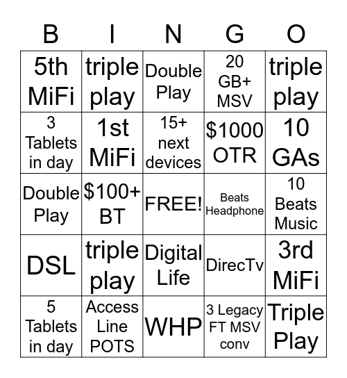 SPARTA Bingo! Bingo Card