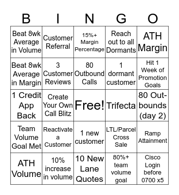 Volume Bingo Card