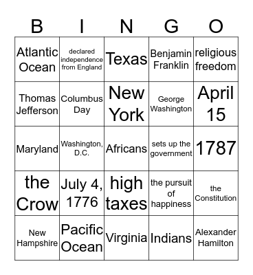 Week Six Bingo  Bingo Card