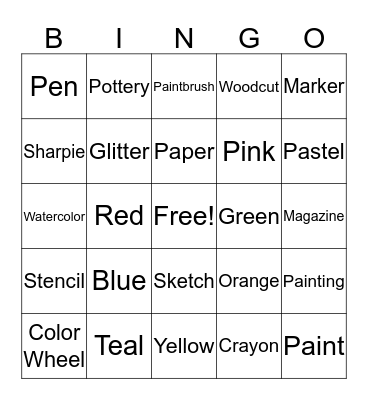 Art Bingo  Bingo Card