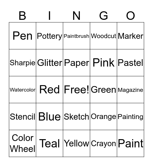 Art Bingo  Bingo Card