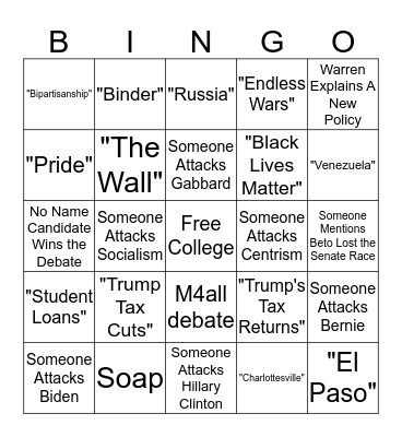 Homu's Democratic Debates Bingo June 26th Bingo Card