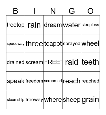 Phonics for Reading -lesson 6 Bingo Card