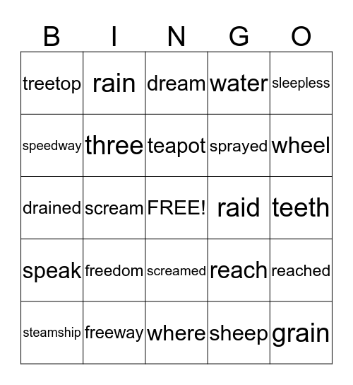 Phonics for Reading -lesson 6 Bingo Card
