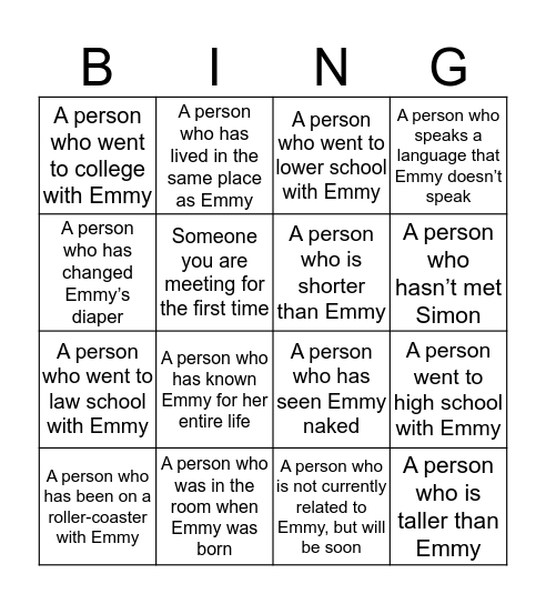 Bridal Shower Bingo! Bingo Card