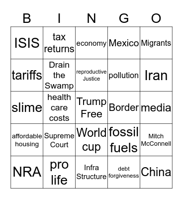 Demo debates Bingo Card