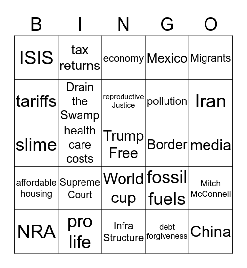 Demo debates Bingo Card