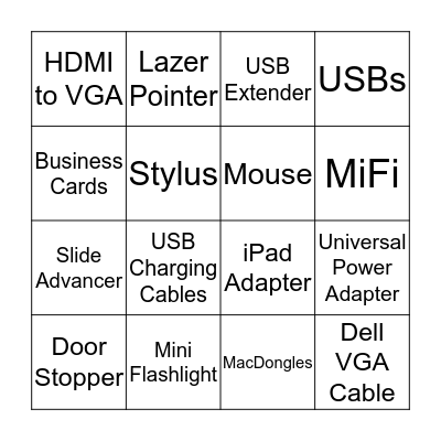 Event Tech Bag Bingo Card